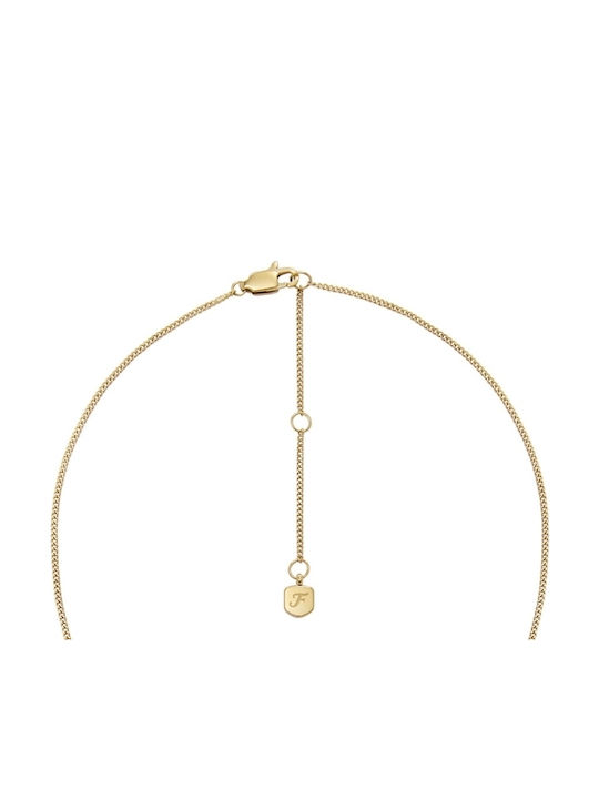 Fossil Zodiac Sign Necklace Cancer in Gold Plated Steel with Pearls & Zircon Light Blue