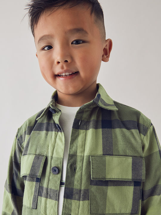 Kids Checked Shirt Long Sleeve Olive