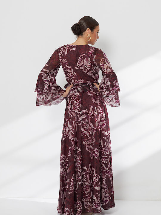 Σετ με Maxi Φούστα Floral Μπορντό
