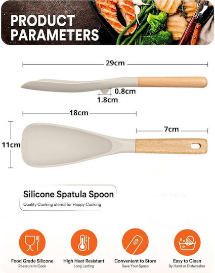 Uncle George Shallow Sauce Spoon Made of Beige Silicone