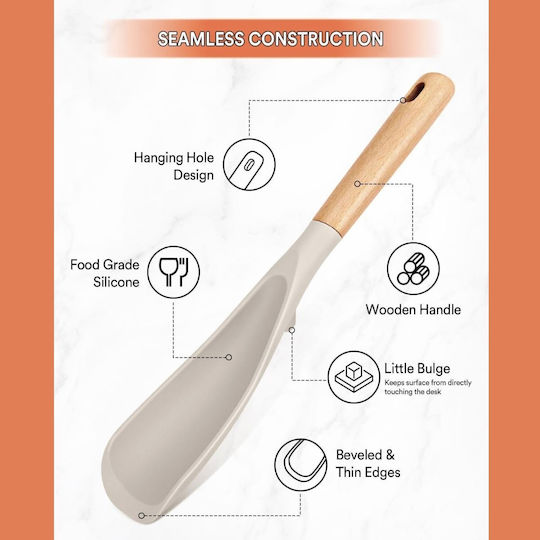 Uncle George Shallow Sauce Spoon Made of Beige Silicone