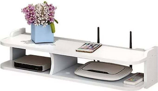 Router Accessories Holder 50 X 20 Cm 2 Compartments Wall-mounted Pvc Matte Finish White