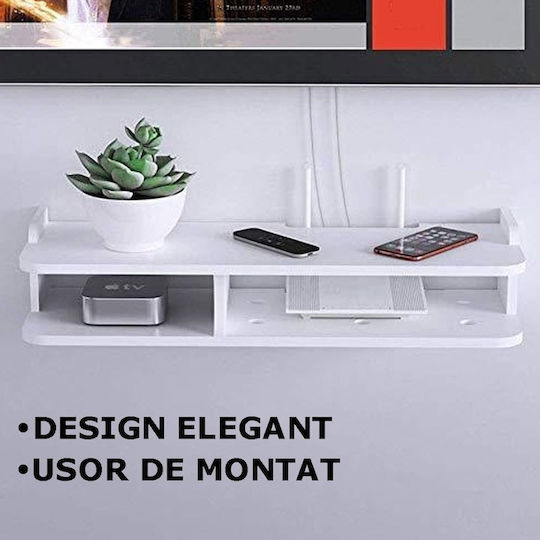 Router Accessories Holder 50 X 20 Cm 2 Compartments Wall-mounted Pvc Matte Finish White