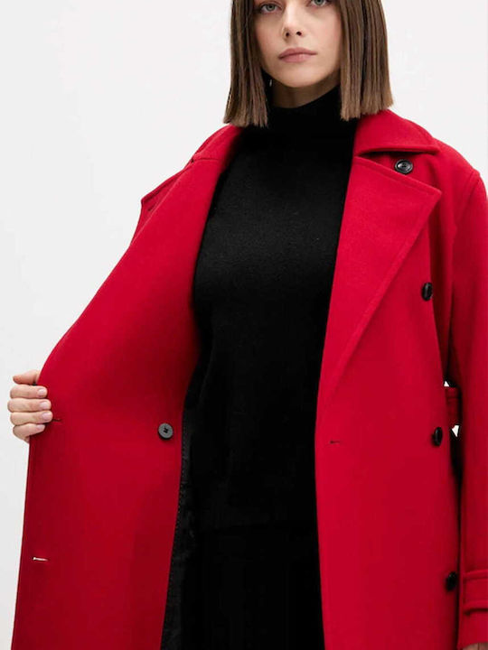 Дамско Red Палто с копчета