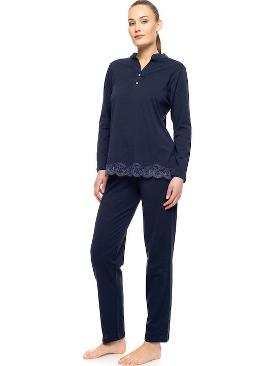 Pink Label Winter Women's Cotton Pyjama Set Dark Green