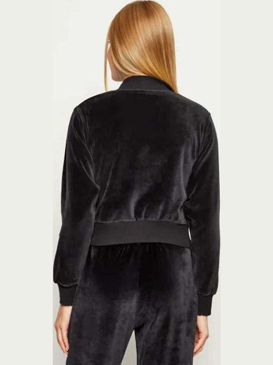 Women's Sweatshirt Jacket Velvet Hooded Black
