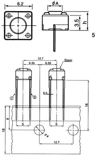 1105TABF Διακόπτης Tact 6X6 5mm