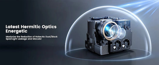 Wimius K9 Mini 3D Projektor DLP Full HD Normale Lampe mit Wi-Fi und Eingebauten Lautsprechern Schwarz