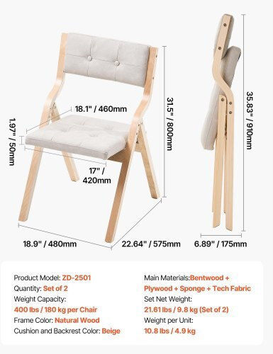 Stühle Speisesaal klappbar Beige 2Stück