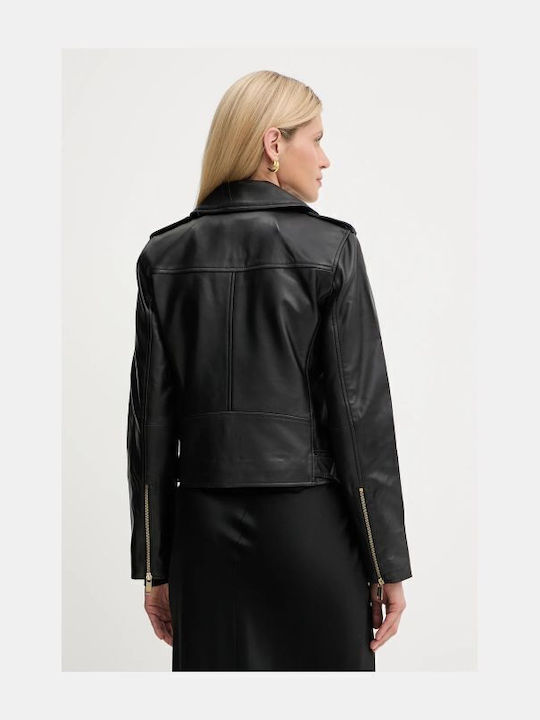 Women's Lifestyle Leather Jacket for Winter Black