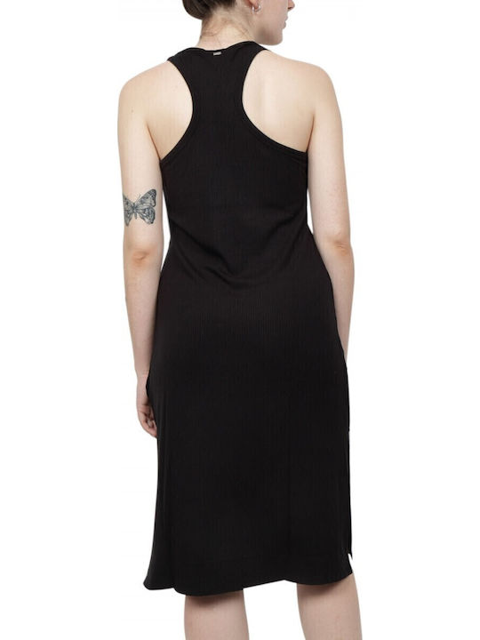 Summer Midi Dress with Slit Black
