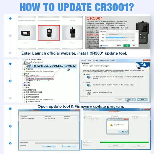 Launch CReader 3001 Instrument de diagnosticare auto Digital OBD 2 cu Cablu