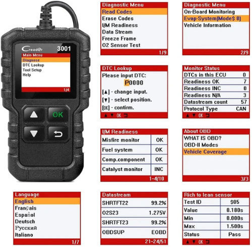 Launch CReader 3001 Instrument de diagnosticare auto Digital OBD 2 cu Cablu