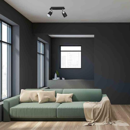 Eko Light Двойно Спот с Цокъл GU10 в Черен Цвят
