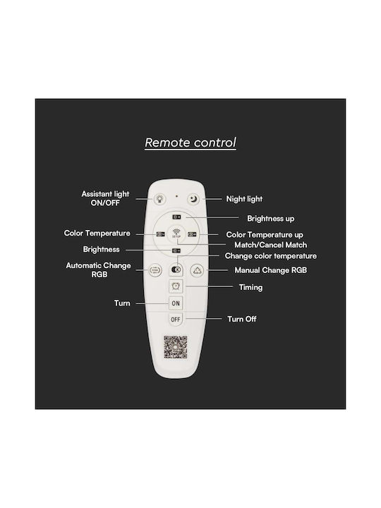 V-TAC Deckenleuchte 50cm Weiß mit Integrierter LED und Fernbedienung