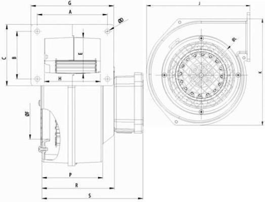 Bahcivan Centrifugal - Centrifugal Ventilator industrial BDRAS120-60 Diametru 120mm