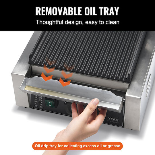 Vevor Commercial Sandwich Maker with Ribbed Top and Ribbed Bottom