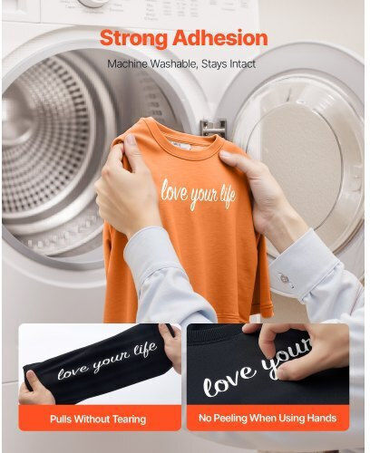 Vevor Heat Transfer Vinyl Htv Iron On Vinyl Roll 304.8 X 21336 Mm Glossy White