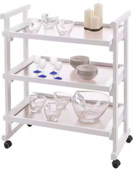 Arredamenti Italia Troleu De Bucătărie Metalic Cu 3 Locuri Alb 71x44x84cm