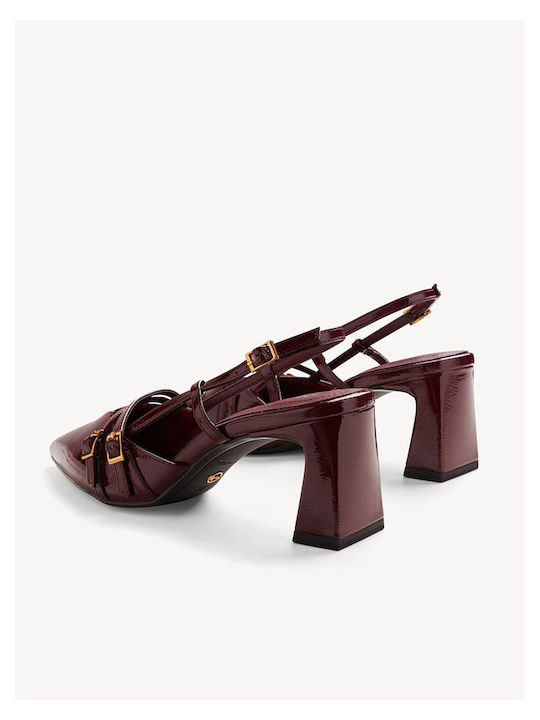 Synthetic Leather Burgundy Heels