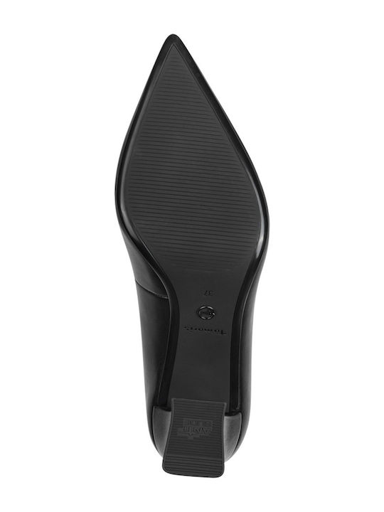 Leather Pointed Toe Black Medium Heels