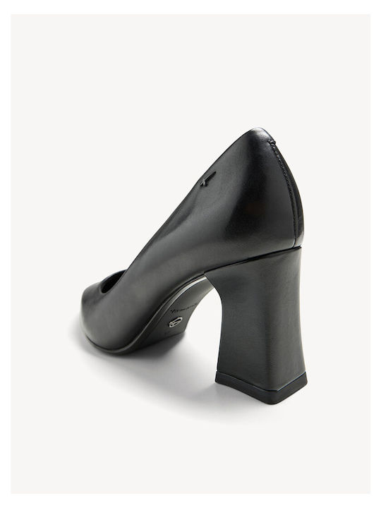 Leather Pointed Toe Black Medium Heels