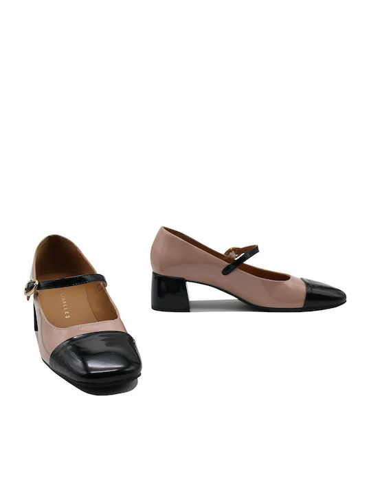 Leder Pumps mit Riemchen Beige