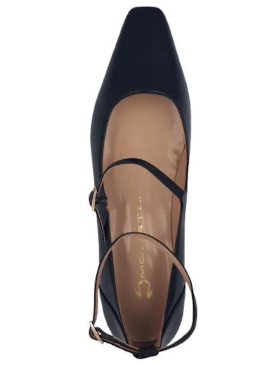 Leder Pumps mit Riemchen Schwarz