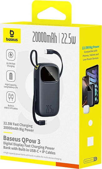 Baseus EnerFill FC31 Power Bank 20000mAh 22.5W με Θύρα USB-A και Θύρα USB-C Μαύρο