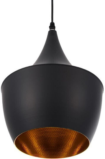 VenCore Pendant Light Black Bell with Socket E27 24x24x30cm