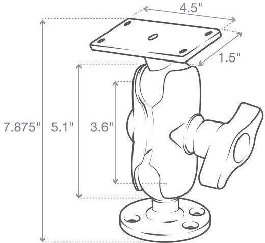 Ram Mounts Ram стойка с топче за монтаж с пробиване Humminbird Helix 8-10 & Solix 10