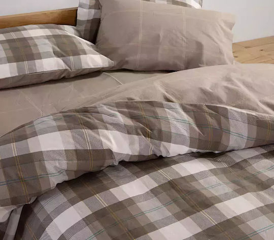Nef-Nef Homeware Sheet Sets King Size with Elastic 180x200+35cm. Racket Golden Brown 4pcs