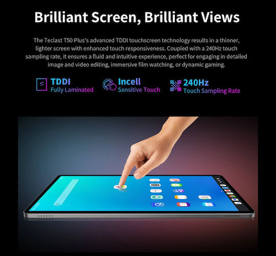 Teclast T50 Plus 2025 4G 11" Tablet (8GB/256GB) Γκρι