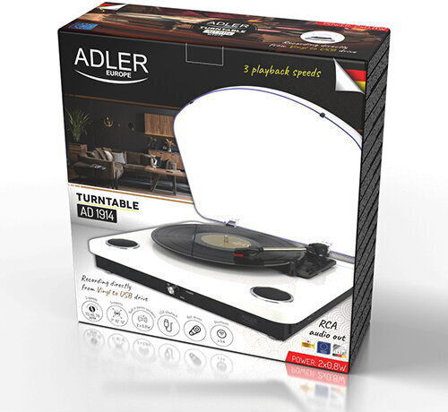 Adler AD-1914W Turntables with Preamp and Built-in Speakers White