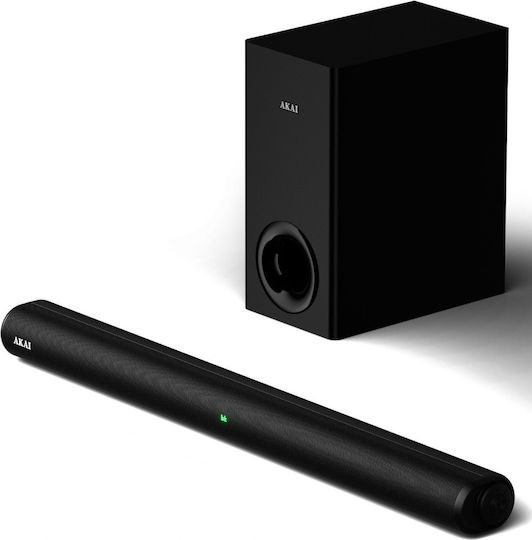 Akai Proffesional Soundbar 2.1 Bluetooth and HDMI 150W with Wireless Subwoofer and Remote Control Black ASB-8WSW