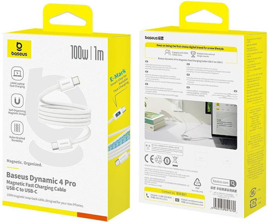 Baseus Dynamic Magnetic USB 2.0 Cable USB-C Male - USB-C 100W PD White 1m P10385200211-00