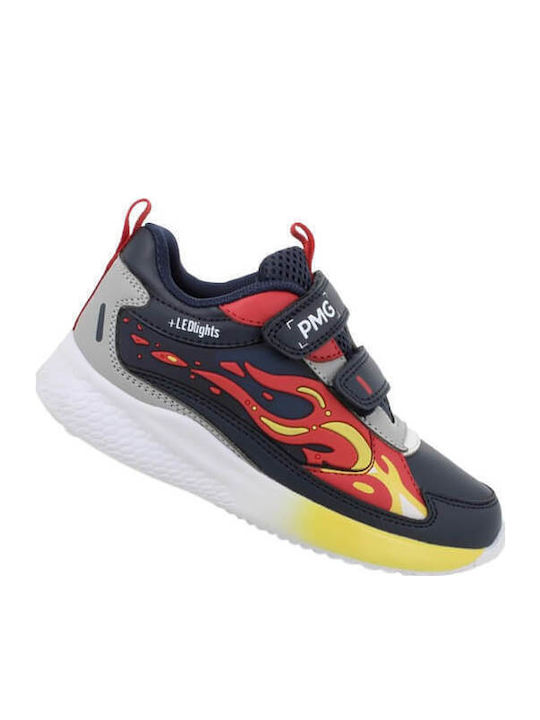 Παιδικά Sneakers Ανατομικά με Σκρατς & Φωτάκια Πολύχρωμα