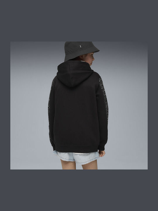 Fleece Kids Sweatshirt with Hood and Pockets Black Hoodie Fl