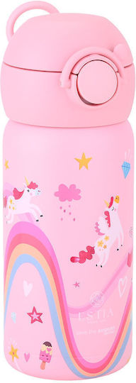 Estia Save The Aegean Kids Water Bottle Thermos Unicorn Stainless Steel with Straw Non Spill 350ml