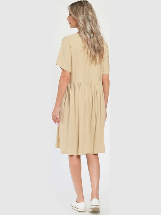 Sommer Midi Damenkleid Beige