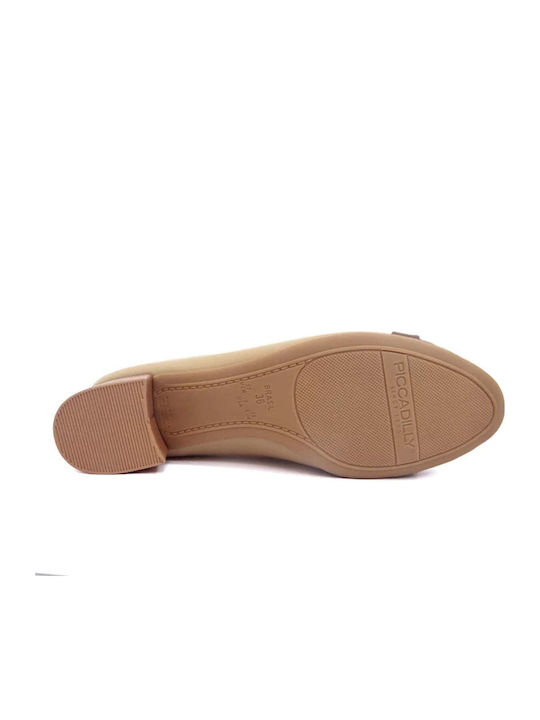 Peep Toe Γόβες με Χαμηλό Τακούνι Μπεζ