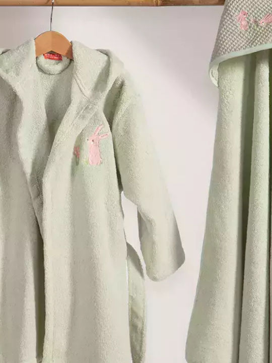 Nef-Nef Homeware Baby Bath Towel Hooded Country Bunny Mint 75x75cm
