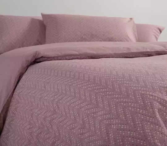 Nef-Nef Homeware Duvet Cover Set Cotton Single with Pillowcase 170x240 Suspen Mauve