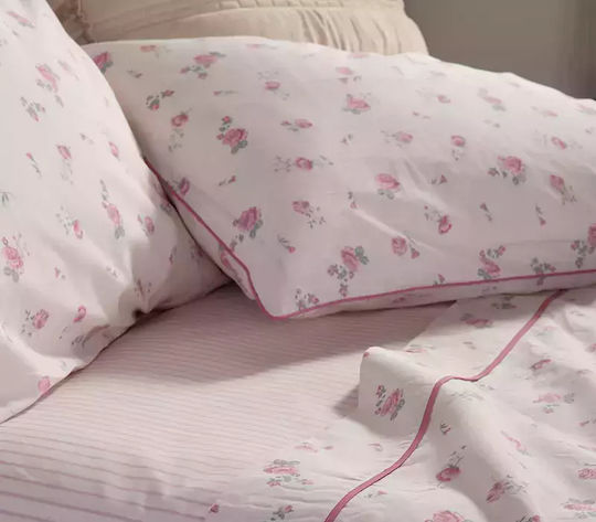 Nef-Nef Homeware Σετ Παπλωματοθήκη Βαμβακερή Υπέρδιπλη με 2 Μαξιλαροθήκες 240x230cm Loraley Pink