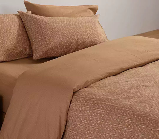Nef-Nef Homeware Σετ Παπλωματοθήκη Βαμβακερή Μονή με Μαξιλαροθήκη 170x240cm Suspen Caramel