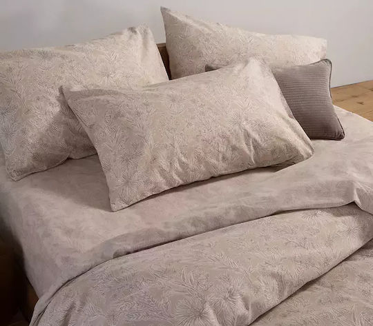Nef-Nef Homeware Σετ Παπλωματοθήκη Βαμβακερή Υπέρδιπλη με 2 Μαξιλαροθήκες 240x230cm Lucil Beige