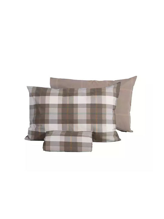 Nef-Nef Homeware Σετ Παπλωματοθήκη Βαμβακερή Μονή με Μαξιλαροθήκη 170x240cm Racket Golden Brown