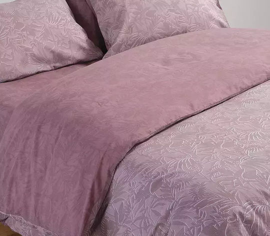 Nef-Nef Homeware Σετ Παπλωματοθήκη Βαμβακερή Μονή με Μαξιλαροθήκη 170x240cm Dazier Mauve