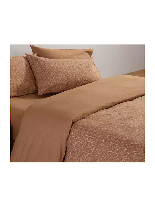Nef-Nef Homeware Bettbezug-Set Baumwolle Übergröße mit 2 Kissenbezügen 240x230 Suspen Caramel