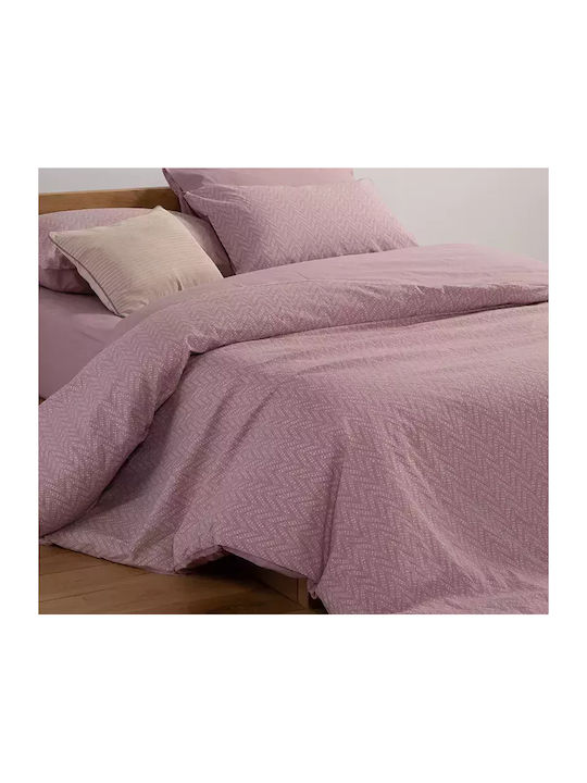 Nef-Nef Homeware Duvet Cover Set Cotton Queen with 2 Pillowcases 240x230 Suspen Mauve